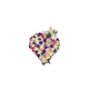 Coussin Funéraire Cœur Rose, Blanc et Violet N°006-1