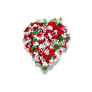 Cœur de roses rouges et gypsophile blanc N°003-2